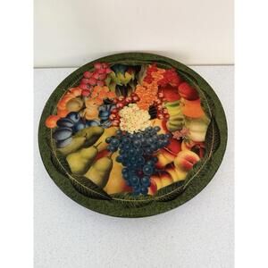 Annie Modica artist signed "Pigin' Out" Lazy Susan Round Tray - Made in USA